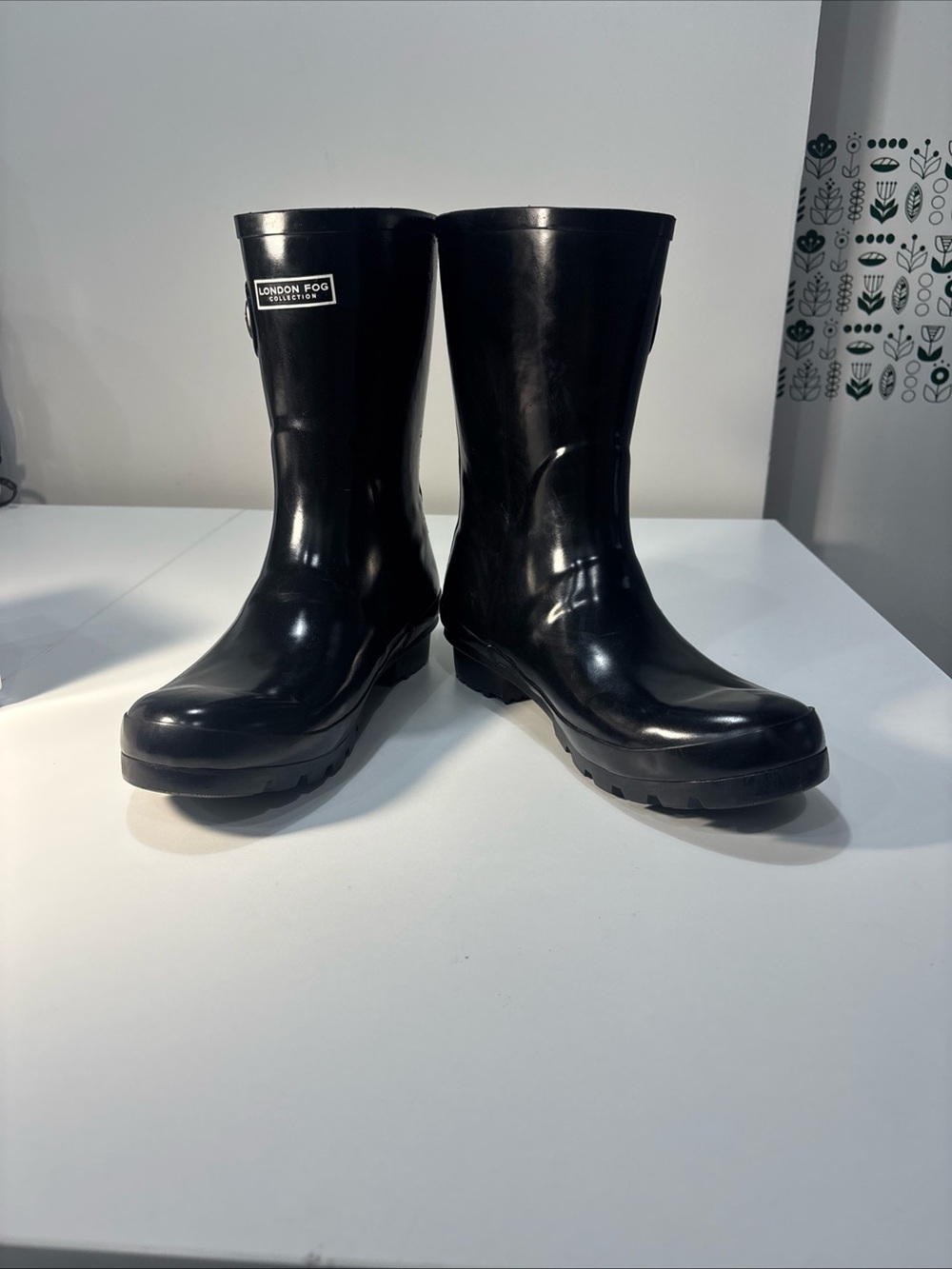 London Fog Black Mid-Calf Waterproof Rain Boots